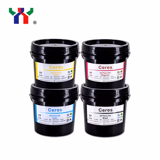 Tinta de impressão flexográfica UV/LED de força adesiva forte de alta qualidade Ceres para impressão de papel e etiquetas (PP, materiais PET), cor magenta